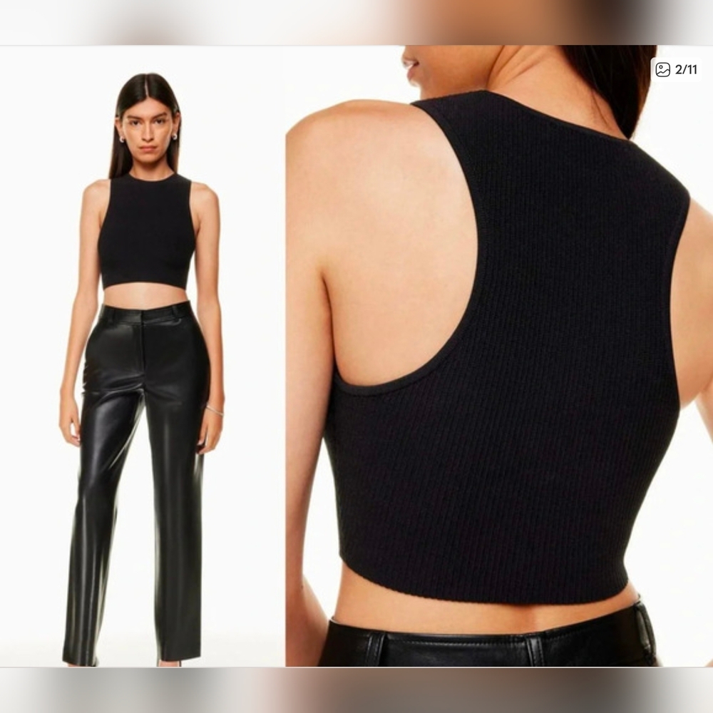 Aritzia Babaton Ribbed Black Tank Top